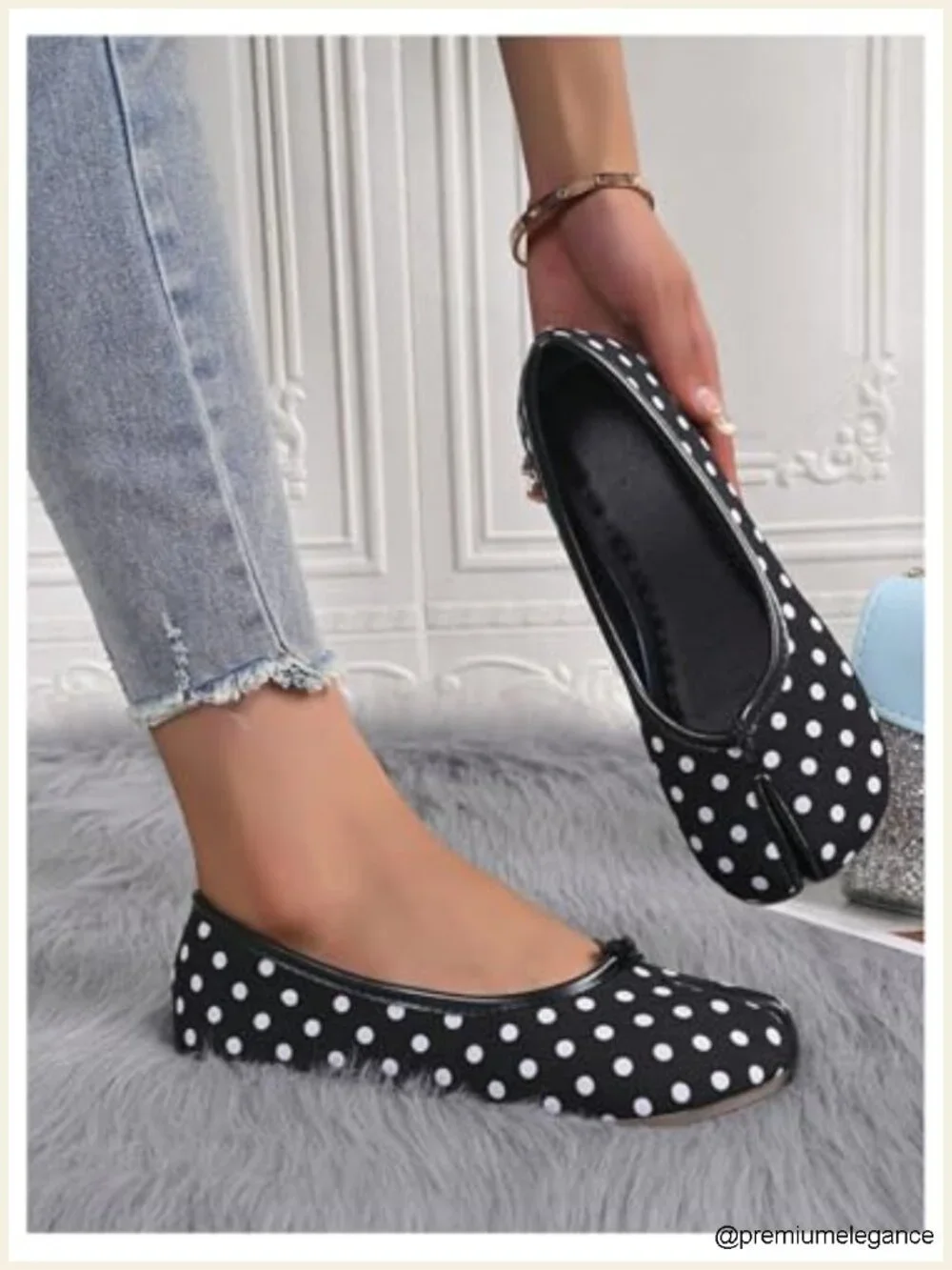 Polka Dots Ballet Flats Split Round Toe Dressy Flat Shoes